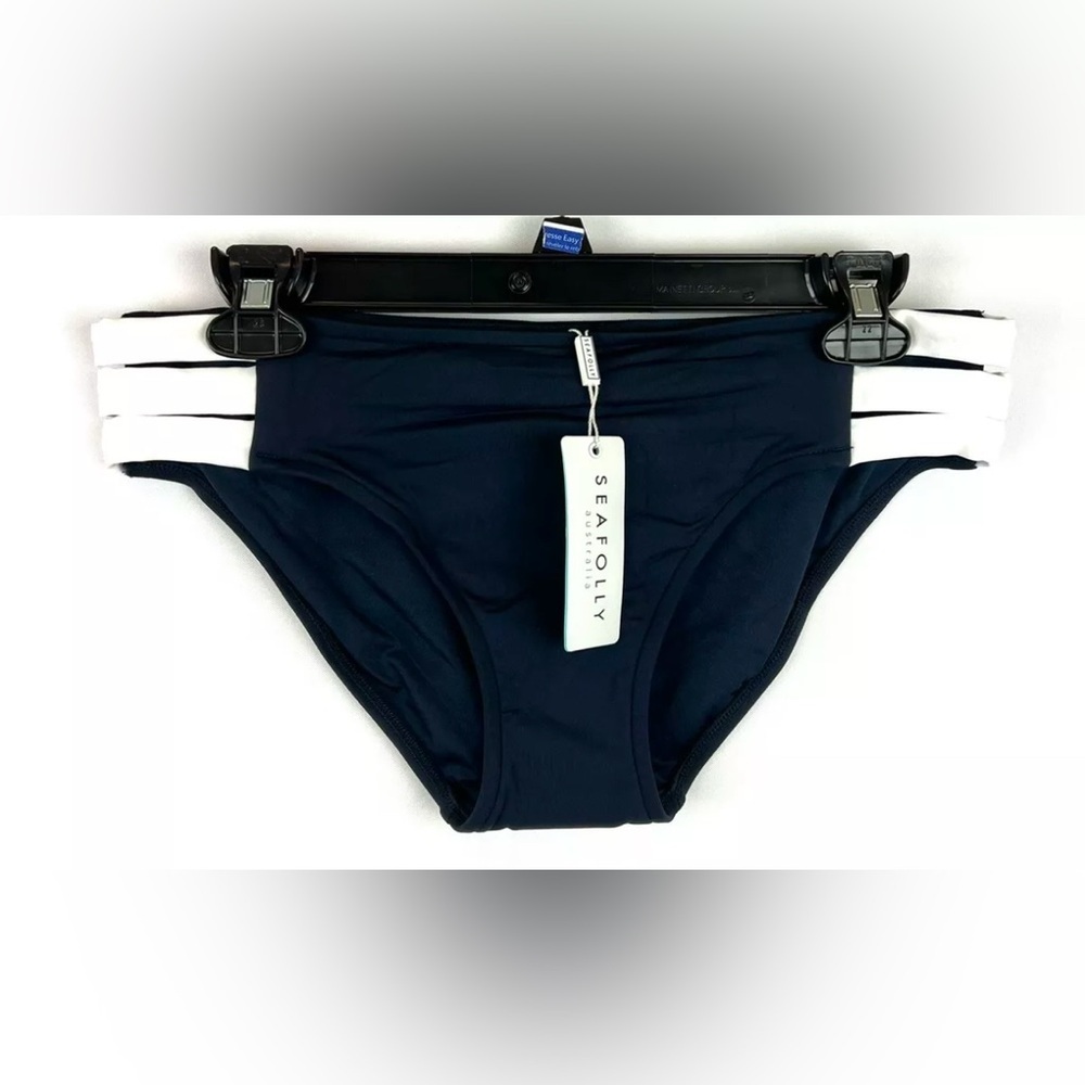 Seafolly Women’s Block Party Multi Strap Blue/White Hipster Size 10